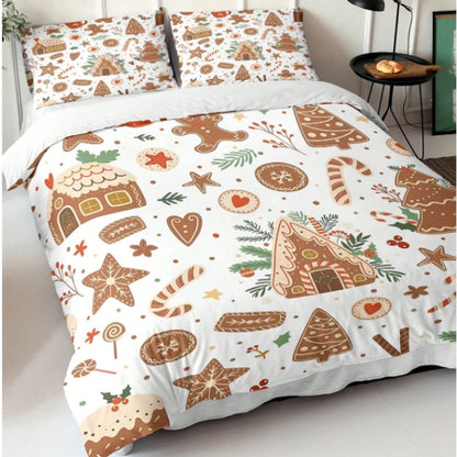 🎅🏻🎄 Juego de Cama Navideño Premium de 4 Piezas 🛏️– Edición Santa Festiva 🎄🎅🏻