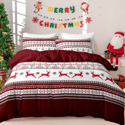 🎅🏻🎄 Juego de Cama Navideño Premium de 4 Piezas 🛏️– Edición Santa Festiva 🎄🎅🏻