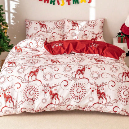 🎅🏻🎄 Juego de Cama Navideño Premium de 4 Piezas 🛏️– Edición Santa Festiva 🎄🎅🏻
