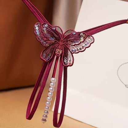 🦋 Mariposa de Encaje Perlado 🦋– Tanga Sensual Premium x 3💎✨