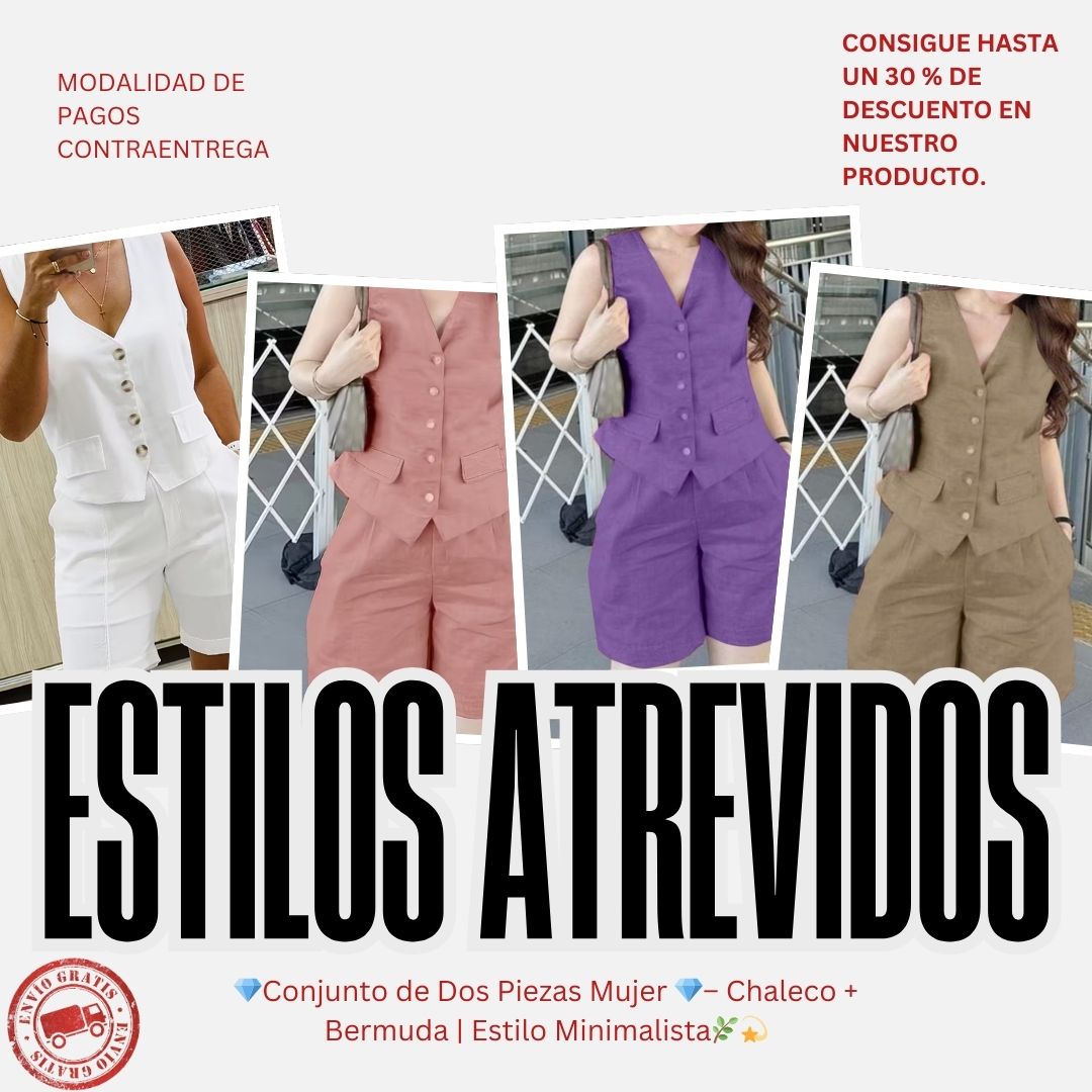 💎 Conjunto de Dos Piezas Mujer 💎– Chaleco + Bermuda | Estilo Minimalista🌿💫