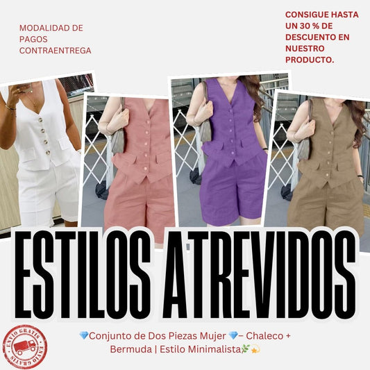 💎 Conjunto de Dos Piezas Mujer 💎– Chaleco + Bermuda | Estilo Minimalista🌿💫