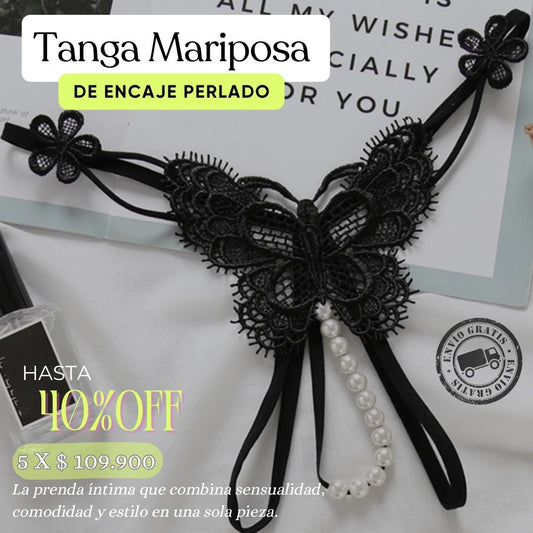 🦋 Mariposa de Encaje Perlado 🦋– Tanga Sensual Premium x 3💎✨