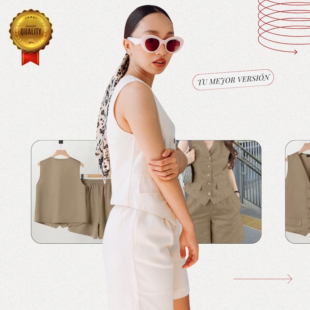 💎 Conjunto de Dos Piezas Mujer 💎– Chaleco + Bermuda | Estilo Minimalista🌿💫