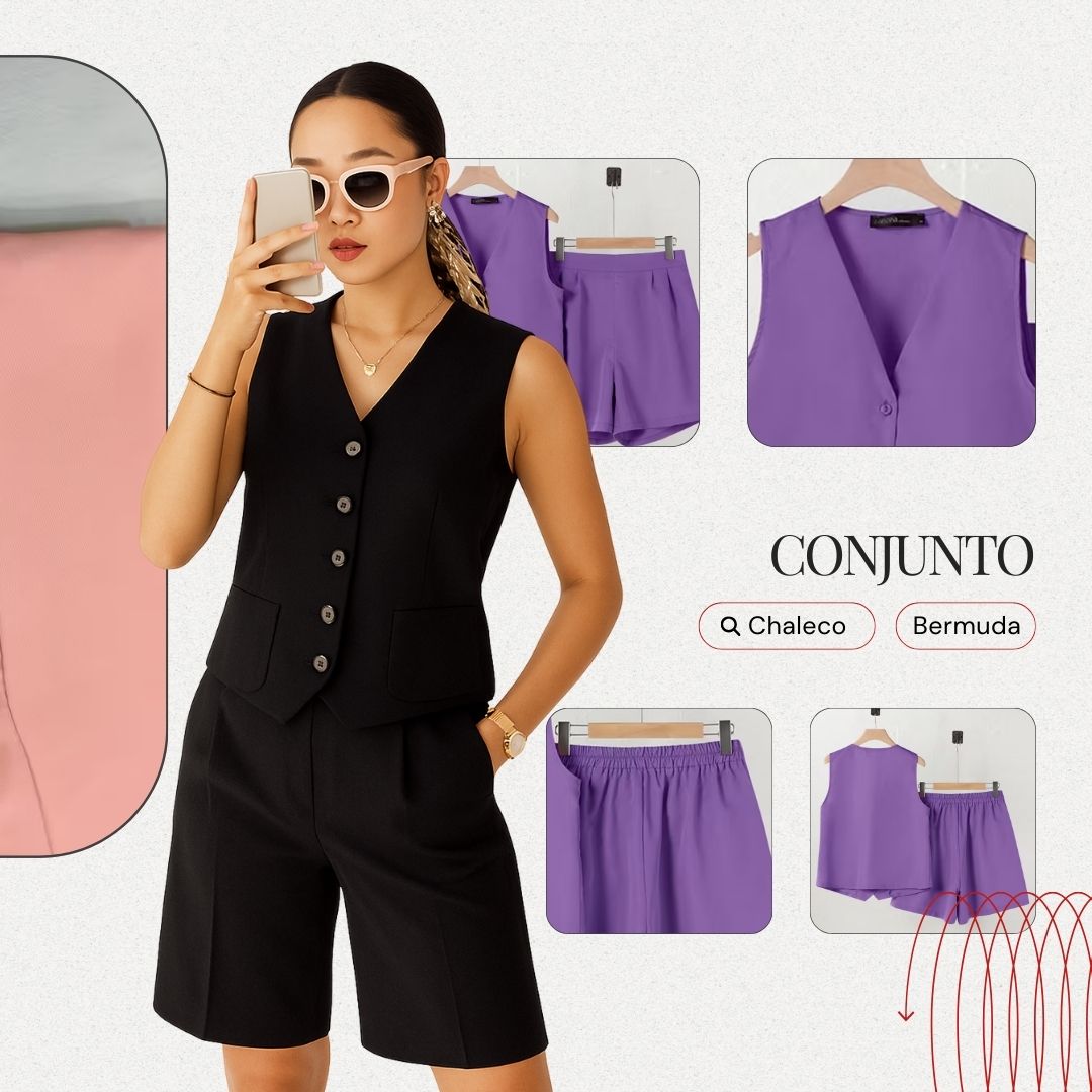 💎 Conjunto de Dos Piezas Mujer 💎– Chaleco + Bermuda | Estilo Minimalista🌿💫