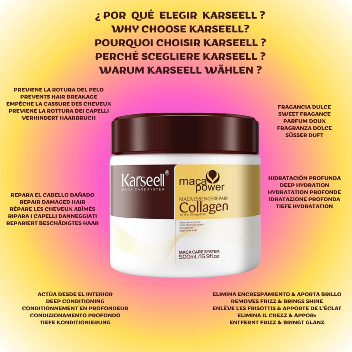 🔥💫🤩Mascarilla anti friz Capilar de colágeno – Karseell 💯ORIGINAL🙋‍♀️🔥