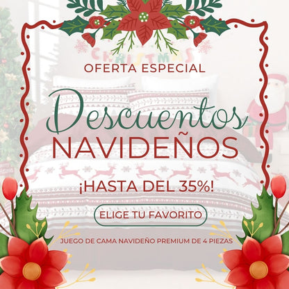 🎅🏻🎄 Juego de Cama Navideño Premium de 4 Piezas 🛏️– Edición Santa Festiva 🎄🎅🏻