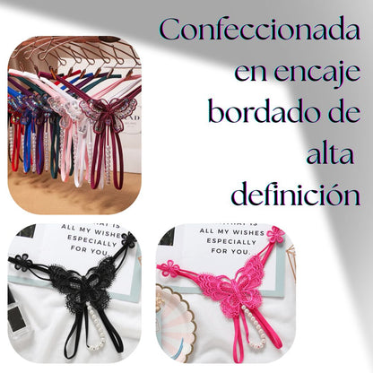 🦋 Mariposa de Encaje Perlado 🦋– Tanga Sensual Premium x 3💎✨