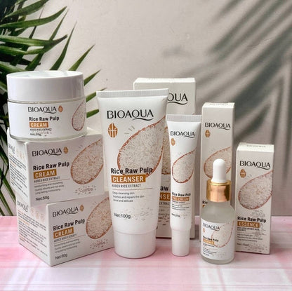 🌾🍃👩Kit x 5 Rutina Facial Oriental de Arroz | Tratamiento Facial Anti-Edad 👩‍🦳y Aclarante - BIOAQUA🌾🍃