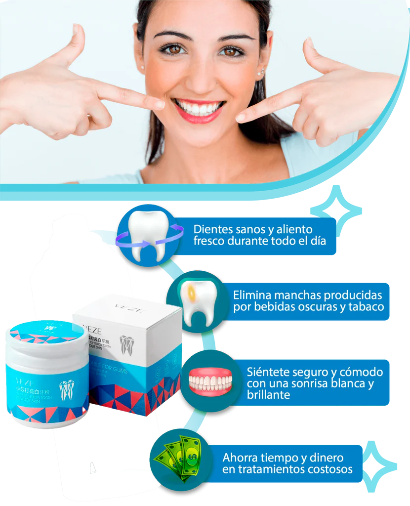 ✅💯Gran Oferta Sonrisa Brillante 🤩Polvo Blanqueador De Dientes Veze🦷✅