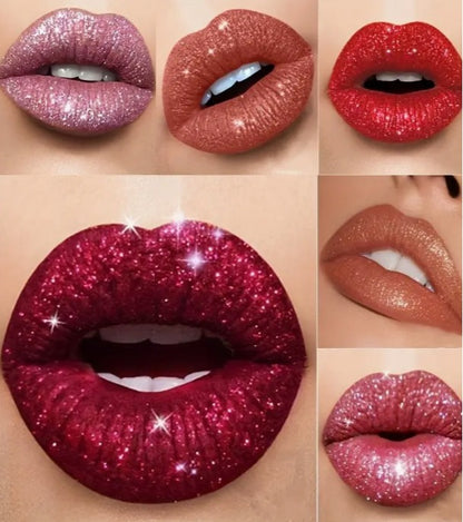 💫🫦SET DE 6 LABIALES GLITER 24 HORAS 😍💖