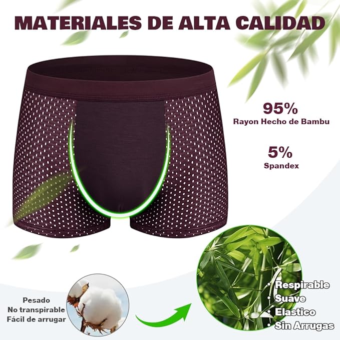 ⚡😍Calzoncillos Bóxer Transpirable de fibra de bambú premium: 👈🚨COMPRA 4 Y LLÉVATE 6 PAGO CONTRA ENTREGA🤯💫